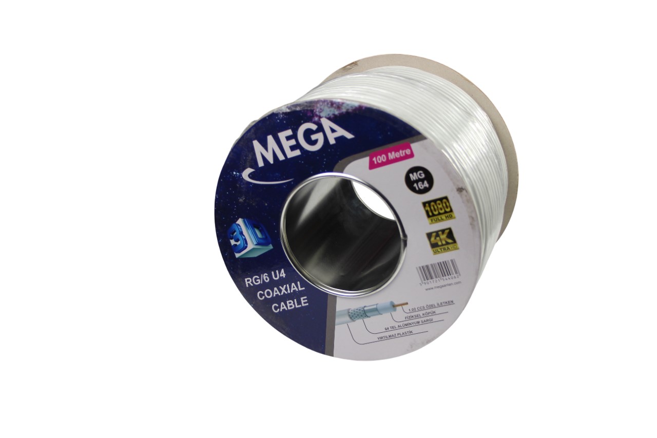 RG6 U4 64 TEL 100 MT BEYAZ MG-164 MEGA