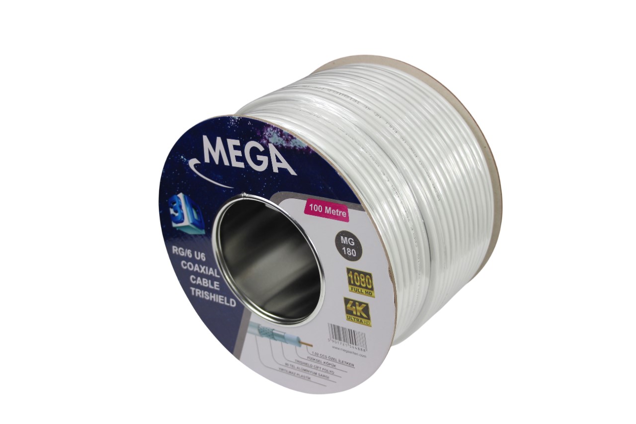 RG6 U6 80 TEL 100 MT BEYAZ MG-180 TRISHIELD MEGA