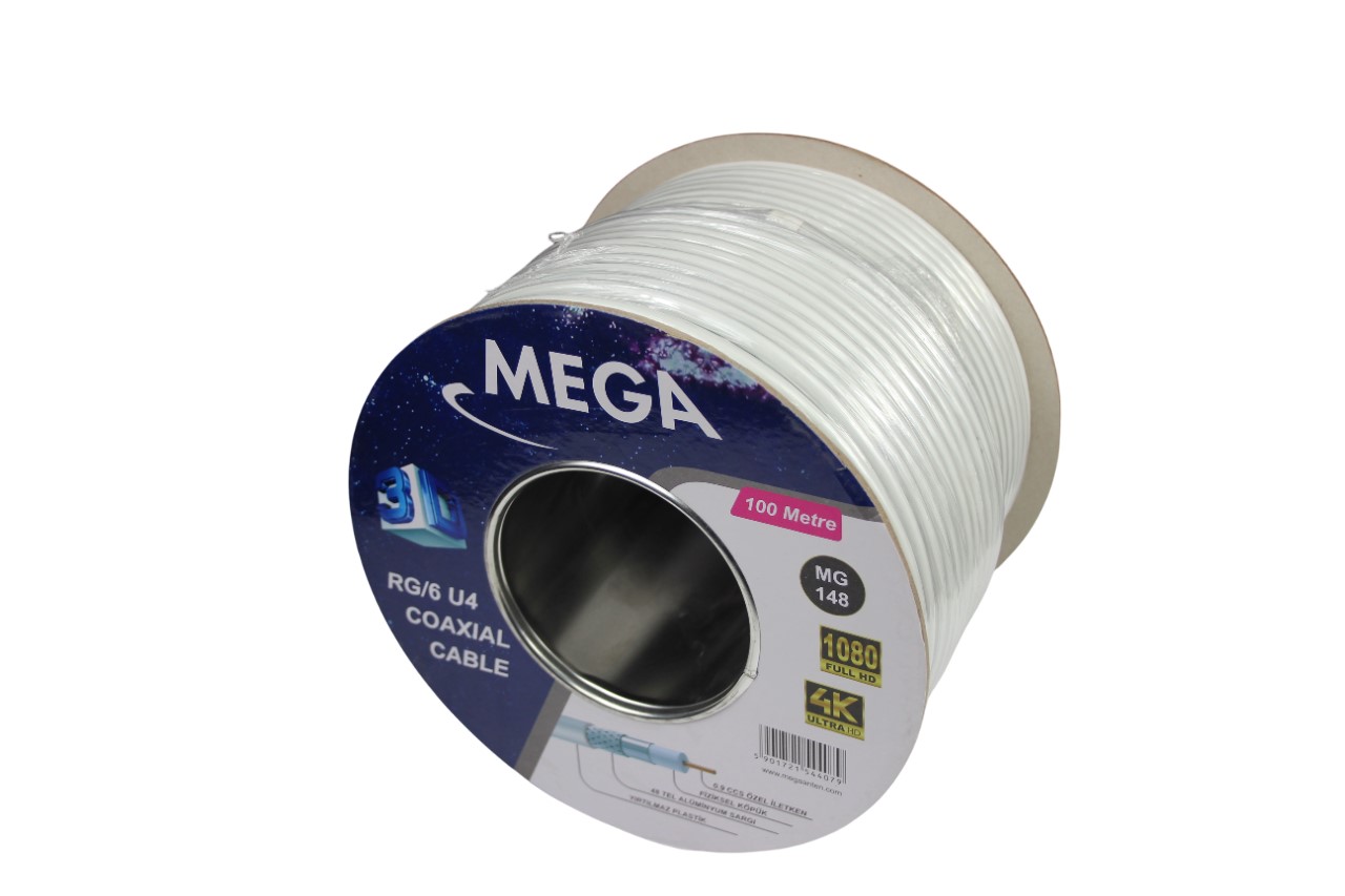 RG6 U4 48 TEL 100 MT BEYAZ MG-148 MEGA