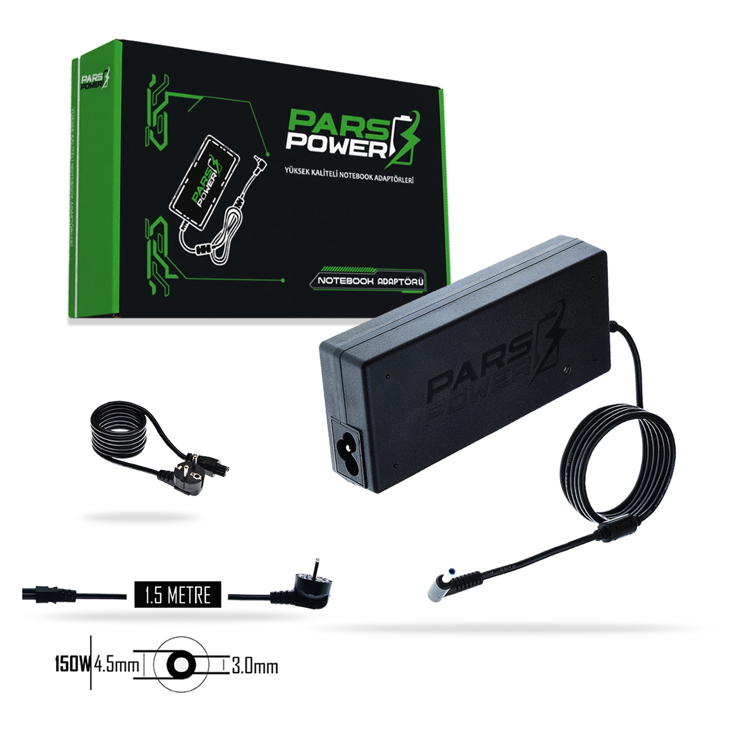 PRS-034  PARS POWER 150W 19.5V 7.69A (4.5*3.0MM) NOTEBOOK ADAPTÖR