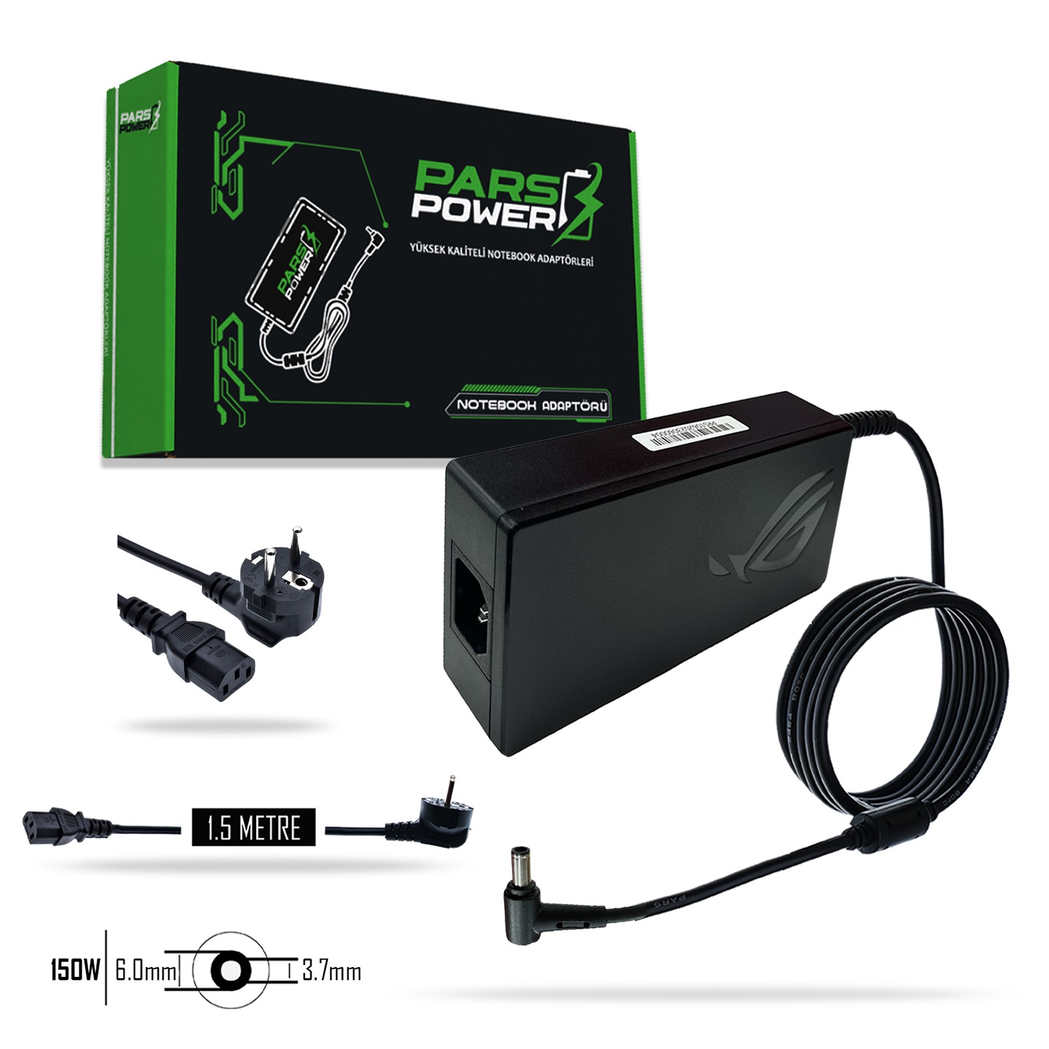 PRS-059  PARS POWER FOR ASUS 20V 7.5A 150W (6.0×3.7) SLIM NOTEBOOK ADAPTÖR