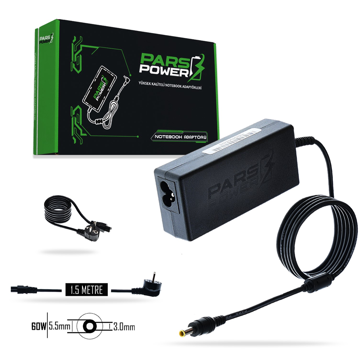 PRS-060  PARS POWER 60W 19V 3.16A (5.5*3.0MM) NOTEBOOK ADAPTÖR