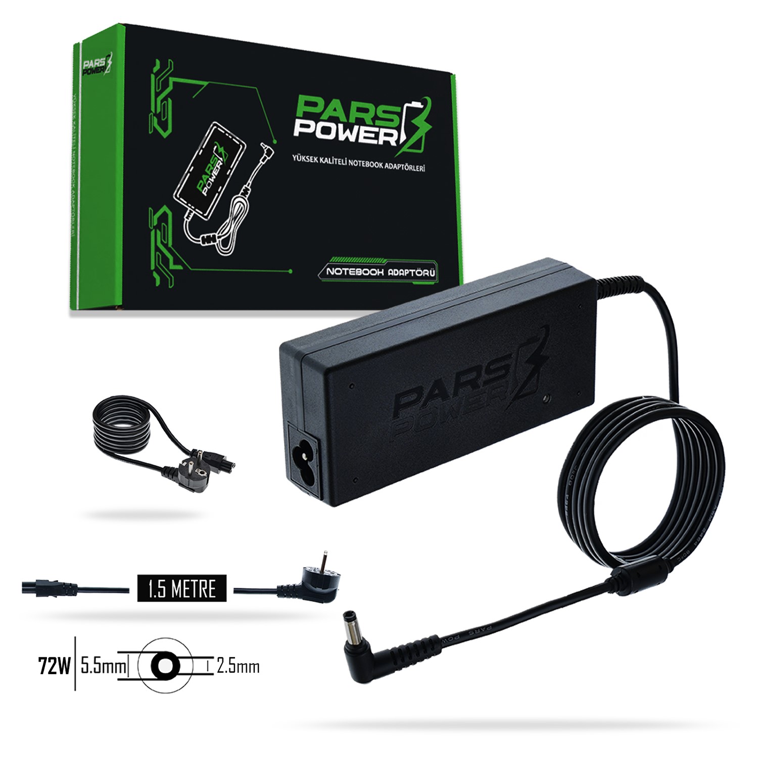 PRS-064 PARS POWER 72W 24V 3A (5.5*2.5MM) NOTEBOOK ADAPTÖR