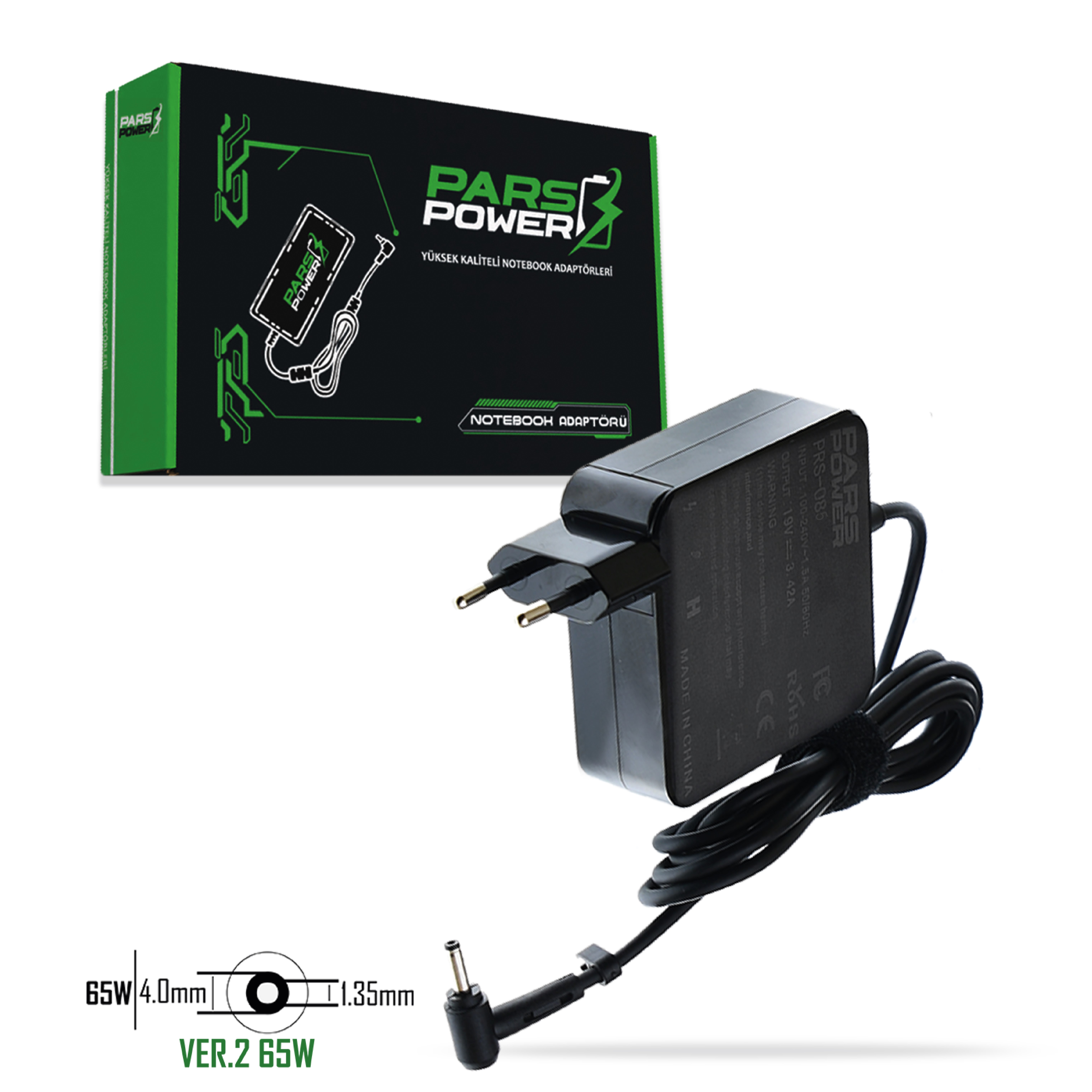 PRS-085 PARS POWER 65W 19V 3.42A (4.0*1.35mm) MİNİ NOTEBOOK ADAPTÖR