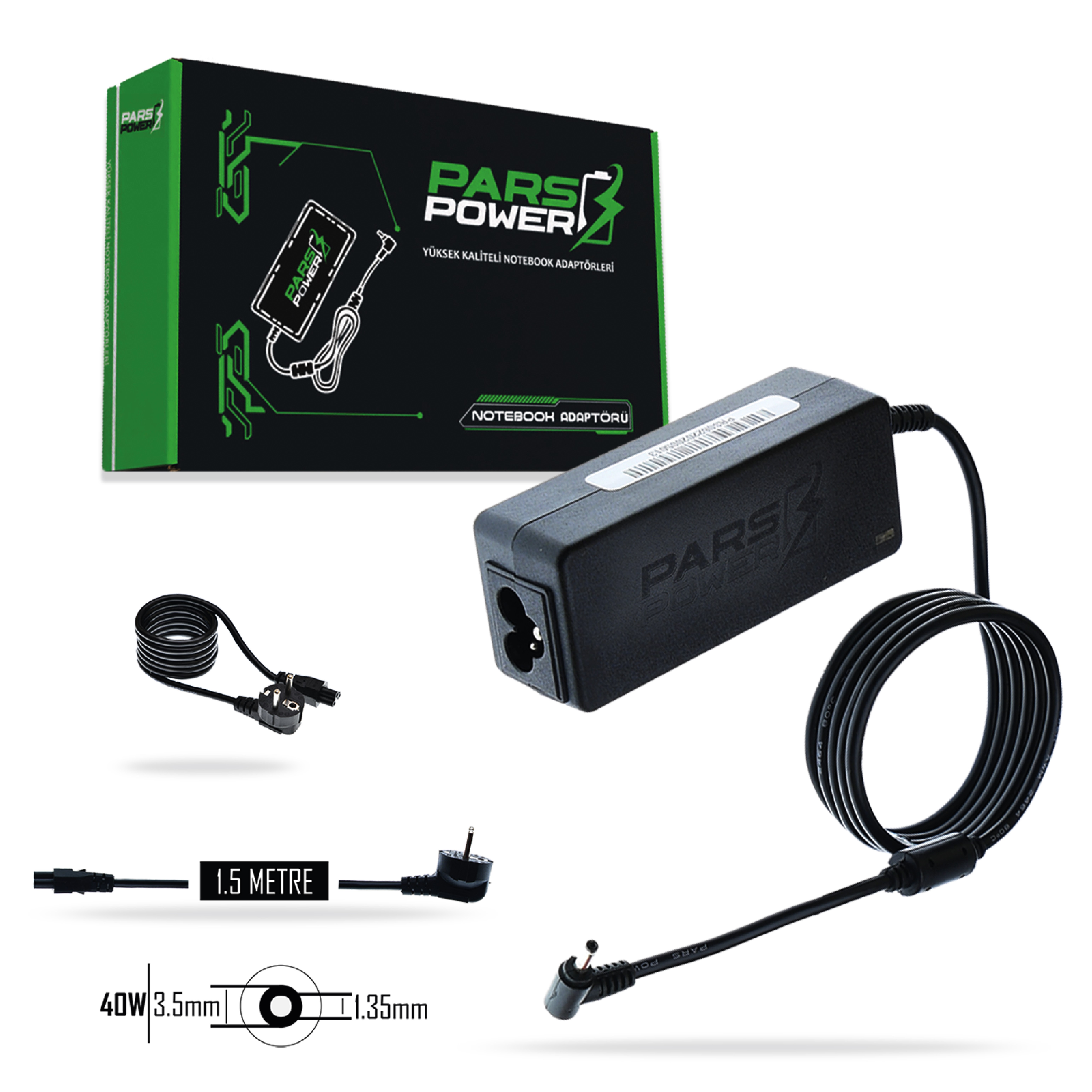 PRS-053 PARS POWER 40W 19V 2.1A (3.5*1.35mm) NOTEBOOK ADAPTÖR