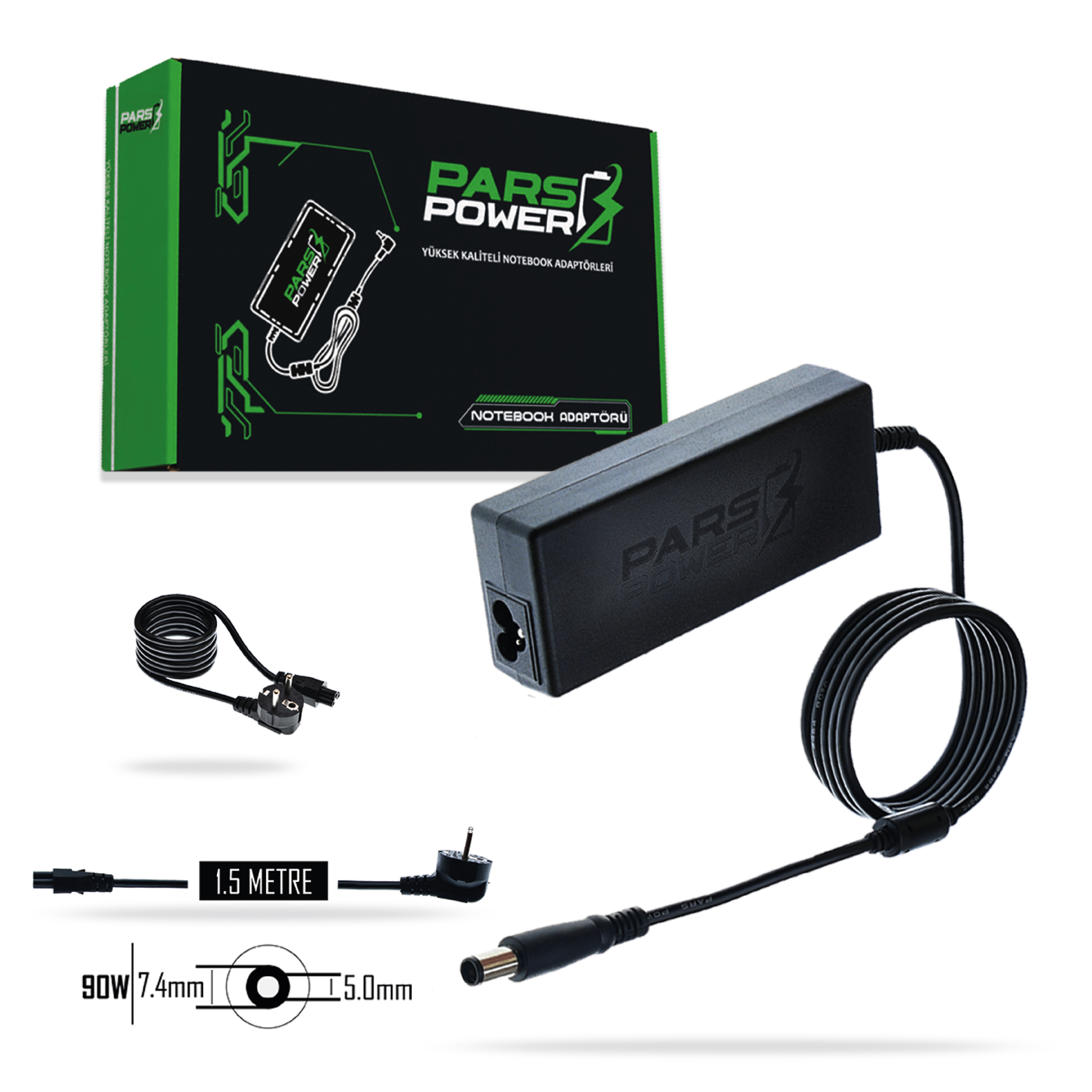 PRS-032 PARS POWER 90W 19.5V 4.62A (7.4*5.0mm) NOTEBOOK ADAPTÖR