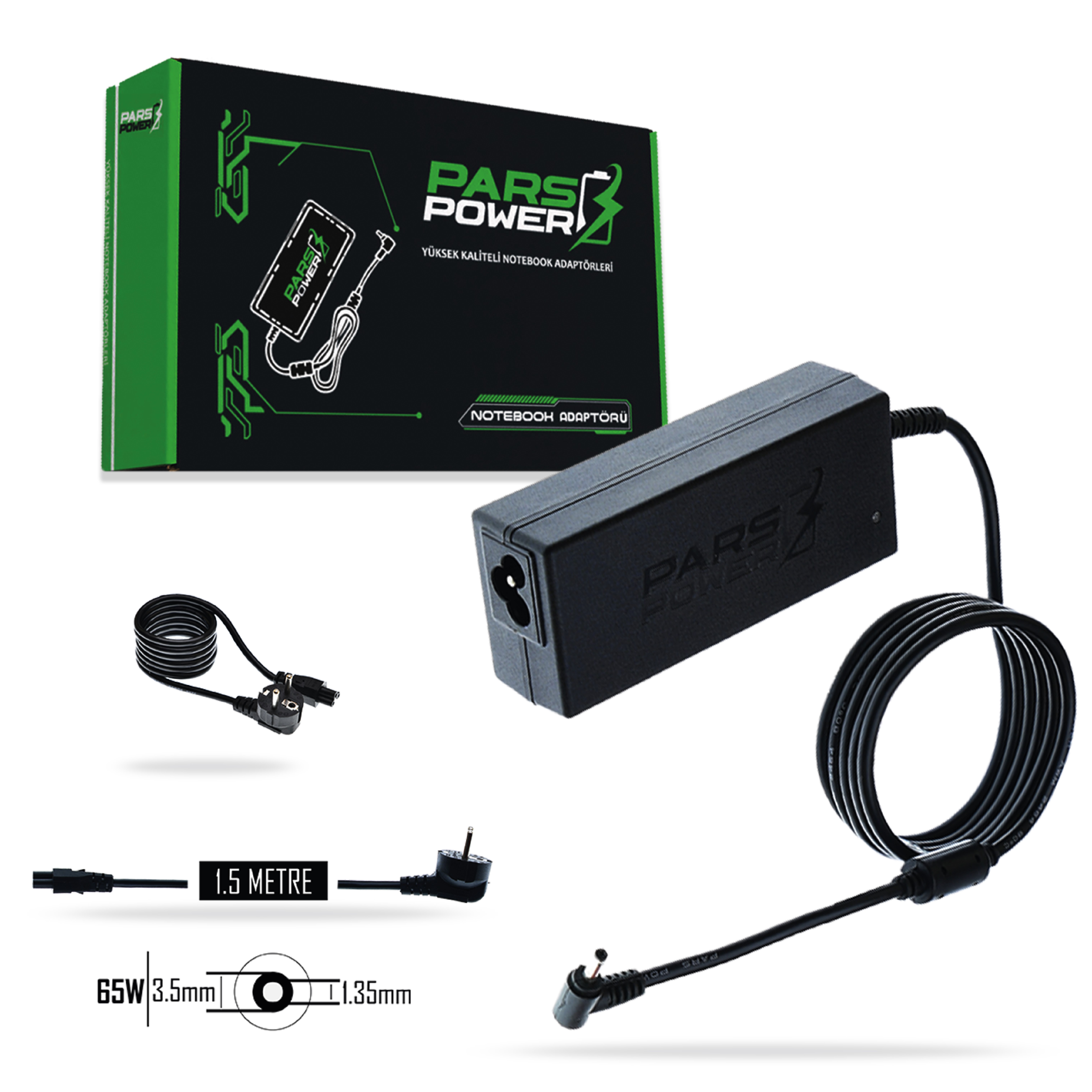 PRS-055 PARS POWER 65W 19V 3.42A (3.5*1.35mm) NOTEBOOK ADAPTÖR