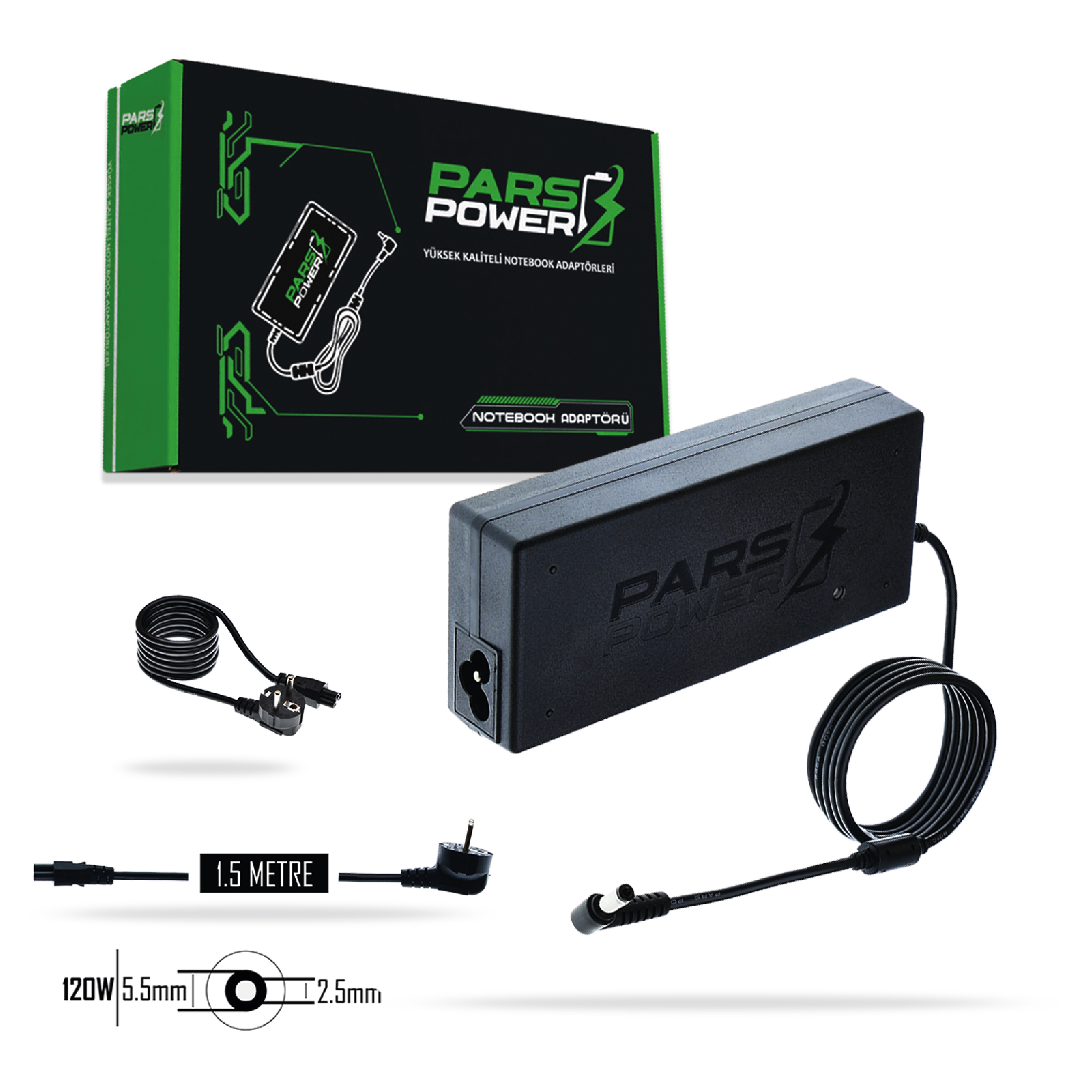 PRS-037 PARS POWER 120W 19.5V 6.15A (5.5*2.5mm) NOTEBOOK ADAPTÖR