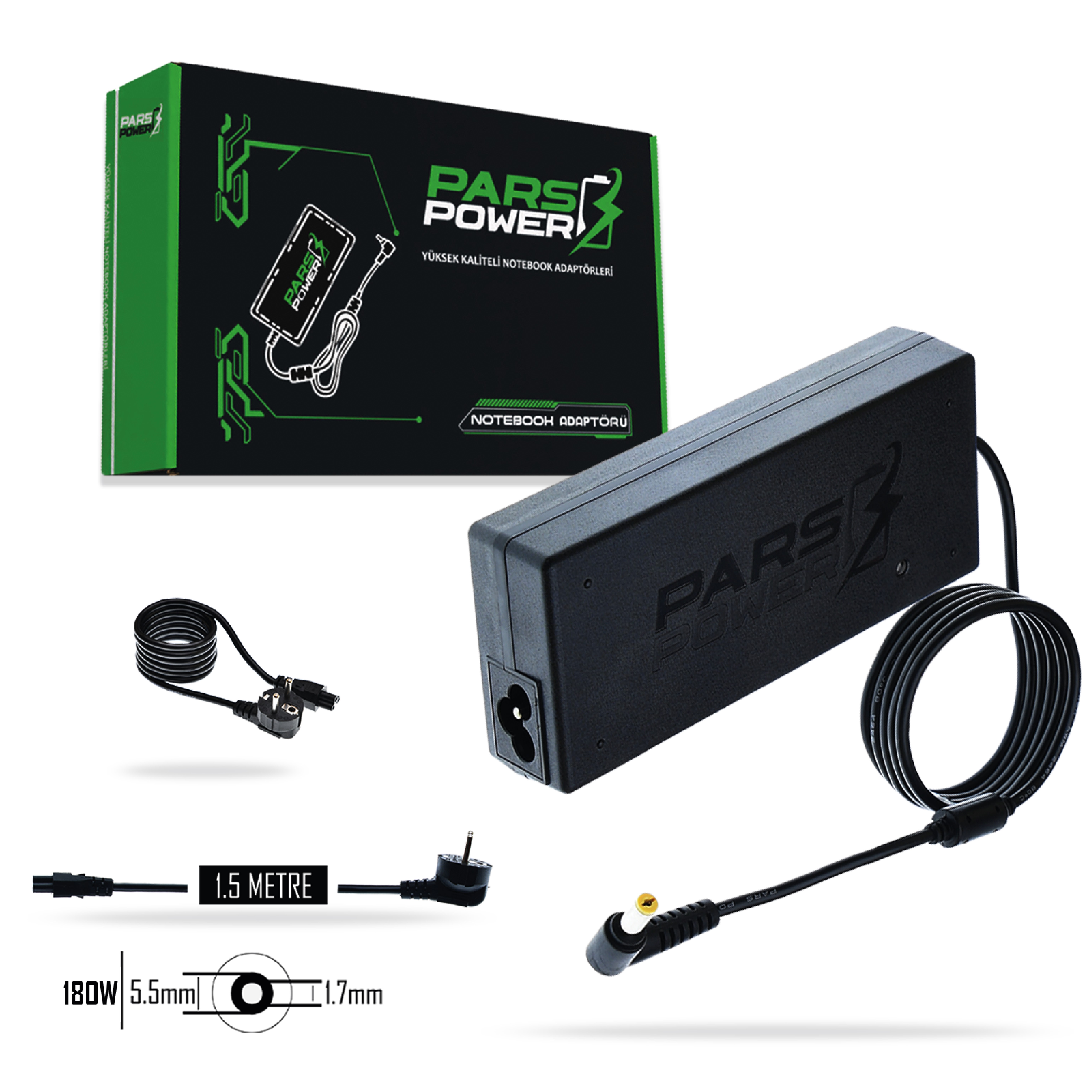 PRS-036 PARS POWER 180W 19.5V 9.23A (5.5*1.7mm) NOTEBOOK ADAPTÖR