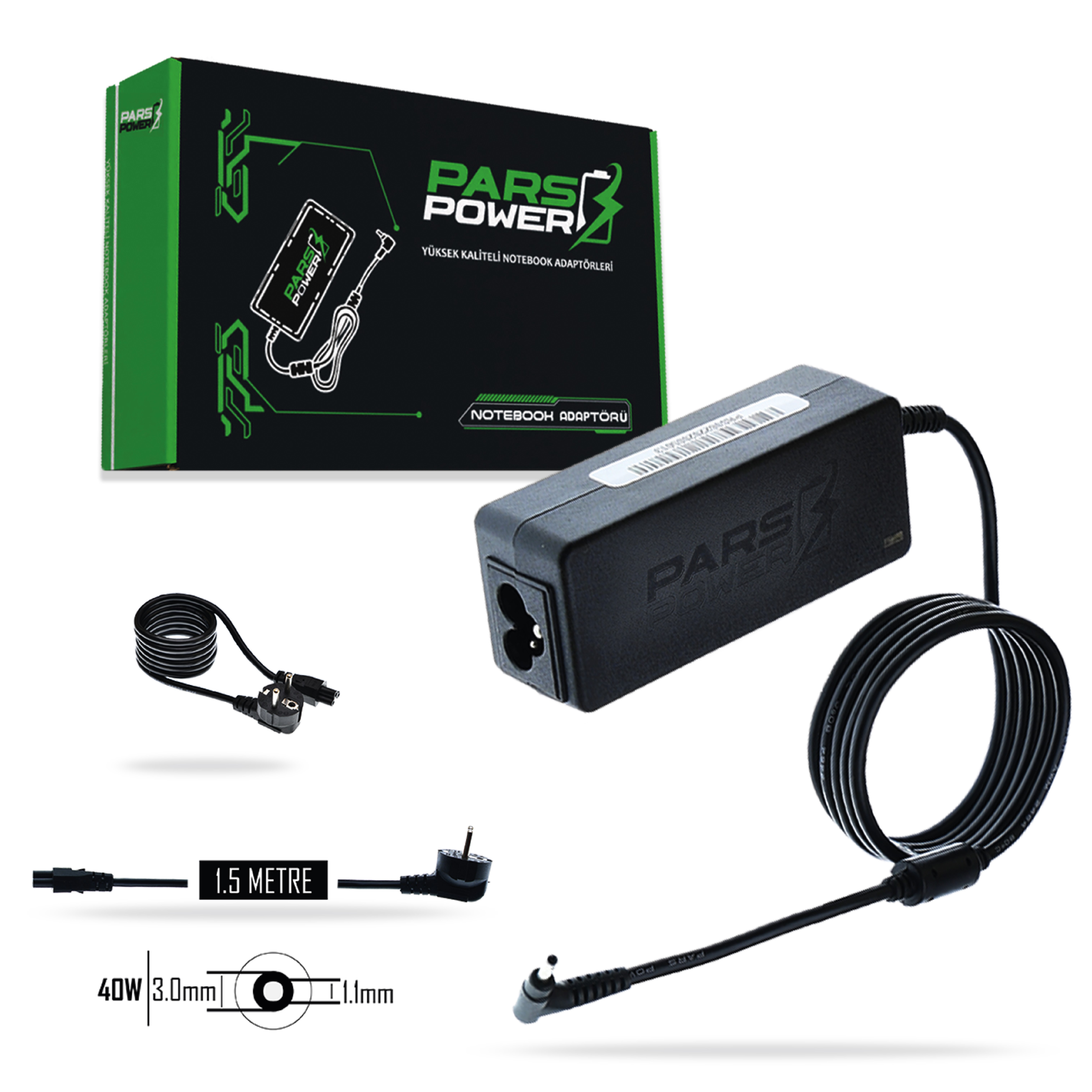PRS-062 PARS POWER 40W 19V 2.1A (3.0*1.1mm) NOTEBOOK ADAPTÖR