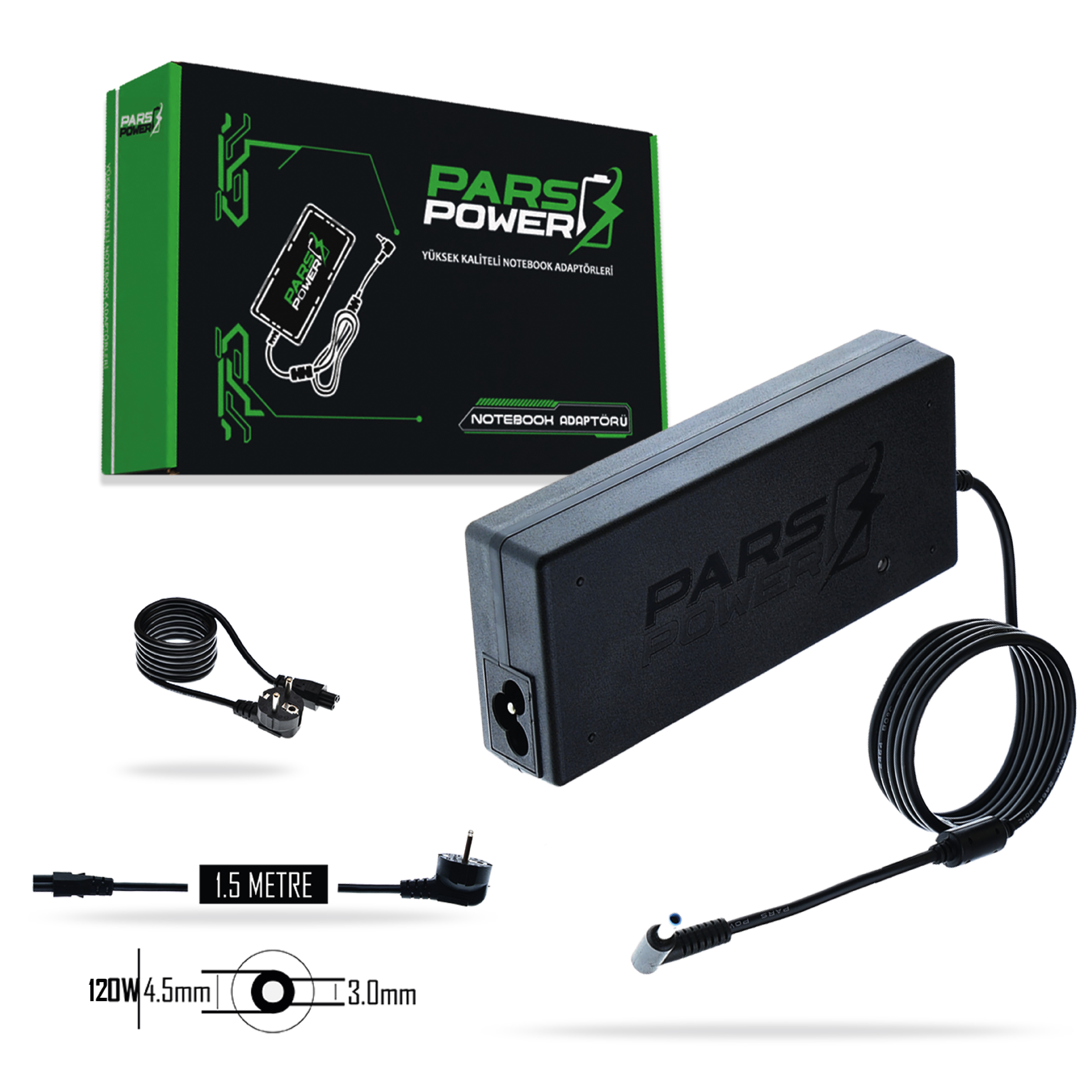 PRS-033 PARS POWER 120W 19.5V 6.15A (4.5*3.0mm) NOTEBOOK ADAPTÖR