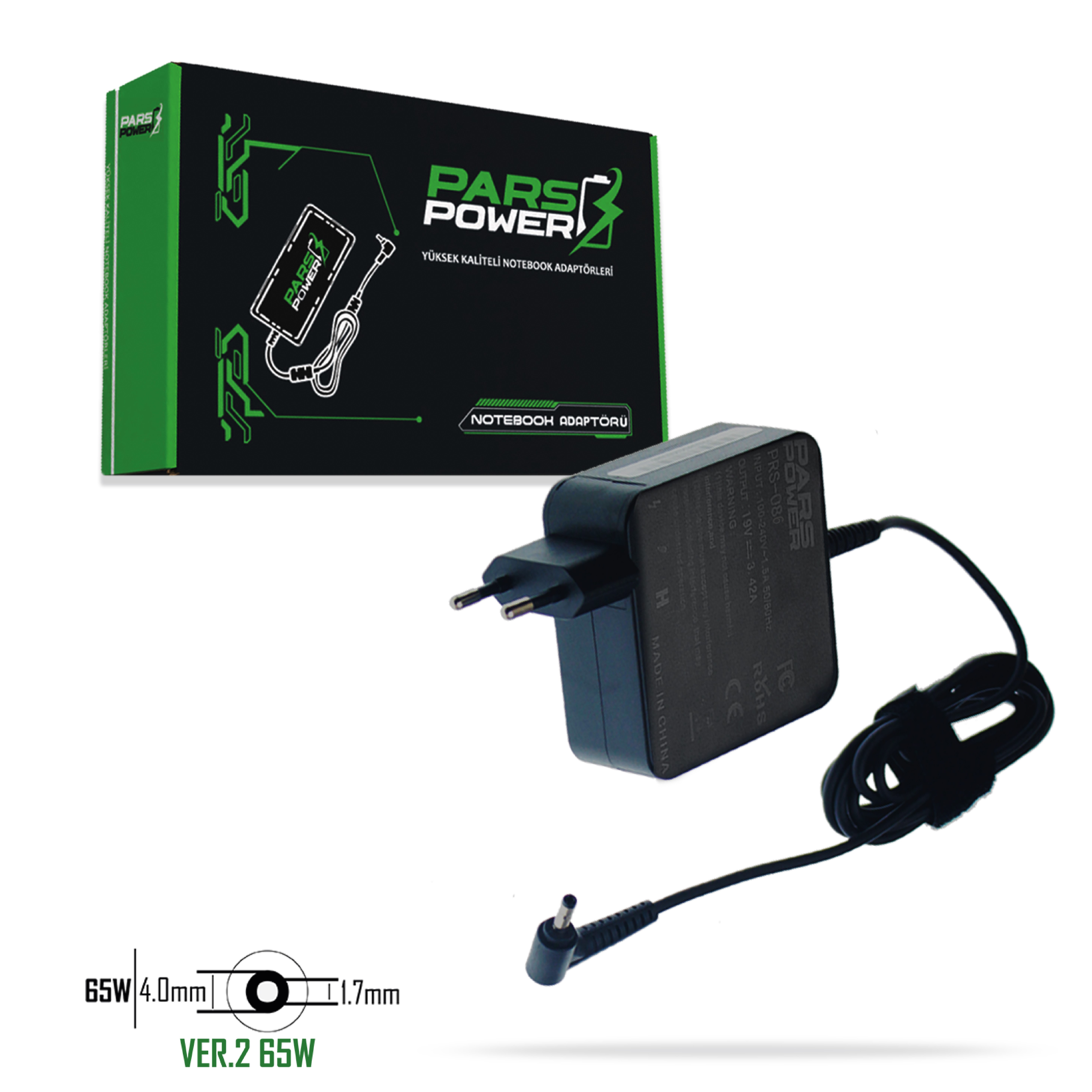 PRS-086 PARS POWER 65W 20V 3.25A (4.0*1.7mm YOGA) NOTEBOOK ADAPTÖR